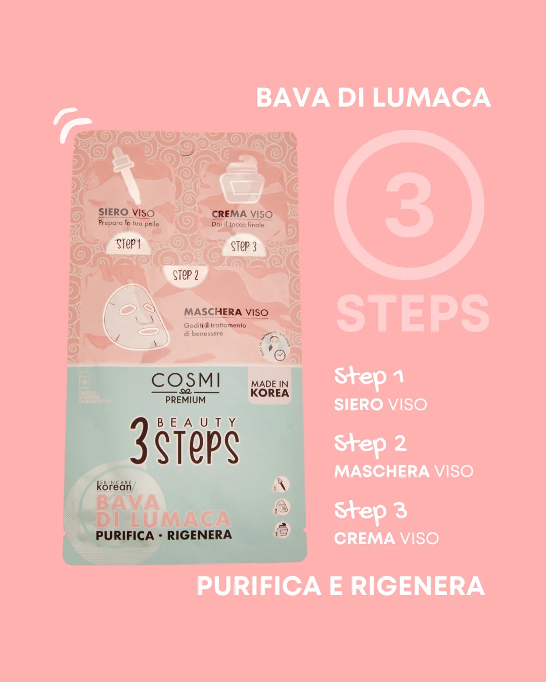 SKINCARE KOREAN BELLEZZA EN 3 PASOS BABA DE CARACOL DE COSMI PREMIUM